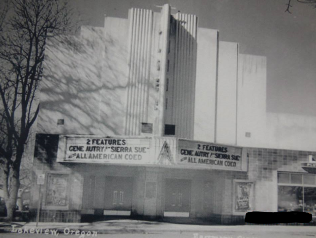 These photos of the Alger Theater date from about one to two years after its opening. Above, Gene Autry in Sierra Sue and All-American Coed were both released in 1941, and despite the "1938" notation on the lower photo, given the release date of Alfred Hitchcock's Saboteur, the feature advertised on the marquee, the date of this photo is likely sometime after 1942.